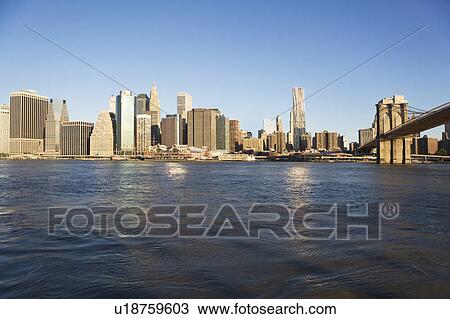 Stock Image - USA, New York State, New York City, Manhattan, New York Skyline. Fotosearch