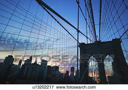 USA, New York State, New York City, Brooklyn Bridge at dusk View Large Photo Image Stock Photo - USA, New York State, New York City, Brooklyn Bridge at dusk. Fotosearch