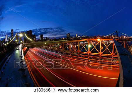 USA, New York State, New York City, Manhattan, Brooklyn Bridge at dusk View Large Photo Image Stock Photo - USA, New York State, New York City, Manhattan, Brooklyn Bridge at dusk. Fotosearch