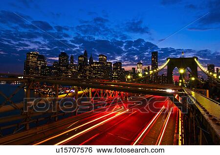 USA, New York State, New York City, Manhattan, Night view of Brooklyn Bridge View Large Photo Image Stock Photograph - USA, New York State, New York City, Manhattan, Night view of Brooklyn Bridge. Fotosearch