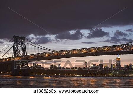Stock Photography - USA, New York State, New York City, Manhattan, Williamsburg Bridge. Fotosearch
