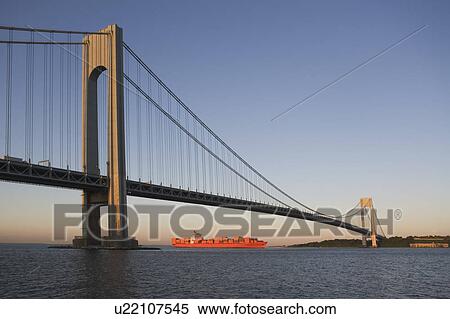 USA, New York State, New York City, Brooklyn, Container Ship under Verrazano-Narrows Bridge View Large Photo Image Stock Photography - USA, New York State, New York City, Brooklyn, Container Ship under Verrazano-Narrows Bridge. Fotosearch