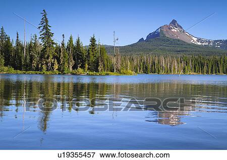 USA, Oregon, Big Lake and Mt. Washington View Large Photo Image Stock Photo - USA, Oregon, Big Lake and Mt. Washington. Fotosearch
