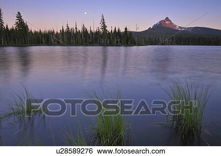 Stock Photograph - USA, Oregon, Big Lake and Mt. Washington. Fotosearch