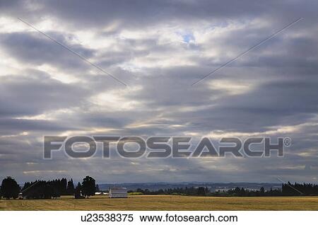 Stock Photography - USA, Oregon, Marion County, Rural scene at sunrise. Fotosearch