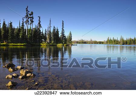 Stock Photo - USA, Oregon, Scenic view of lake. Fotosearch