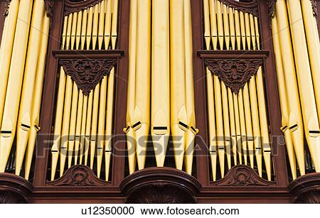 Stock Image - USA, South Carolina, Charleston, Close up of church pipe organs. Fotosearch