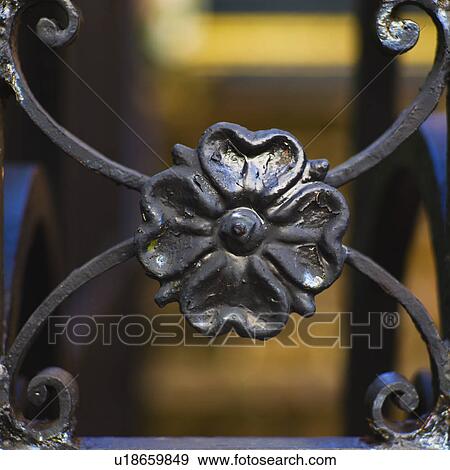 USA, South Carolina, Charleston, Close up of ornate detail of iron gate View Large Photo Image Stock Photo - USA, South Carolina, Charleston, Close up of ornate detail of iron gate. Fotosearch