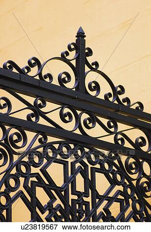 USA, South Carolina, Charleston, Close up of ornate detail of iron gate View Large Photo Image Stock Photo - USA, South Carolina, Charleston, Close up of ornate detail of iron gate. Fotosearch