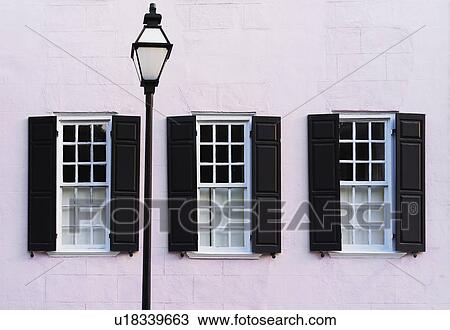 Stock Image - USA, South Carolina, Charleston, Detail of house with window shutters. Fotosearch