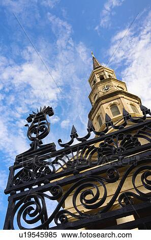 Stock Photography - USA, South Carolina, Charleston, Low angle view of St. Philip's Church. Fotosearch