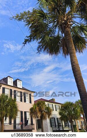 USA, South Carolina, Charleston, Rainbow Row, Bay Street, Houses in residential district View Large Photo Image Stock Photo - USA, South Carolina, Charleston, Rainbow Row, Bay Street, Houses in residential district. Fotosearch