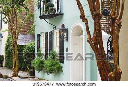USA, South Carolina, Charleston, Rainbow Row, Bay Street, Houses in residential district View Large Photo Image Stock Photo - USA, South Carolina, Charleston, Rainbow Row, Bay Street, Houses in residential district. Fotosearch