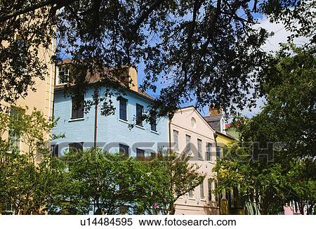 USA, South Carolina, Charleston, Rainbow Row, Bay Street, Houses in residential district View Large Photo Image Stock Photography - USA, South Carolina, Charleston, Rainbow Row, Bay Street, Houses in residential district. Fotosearch