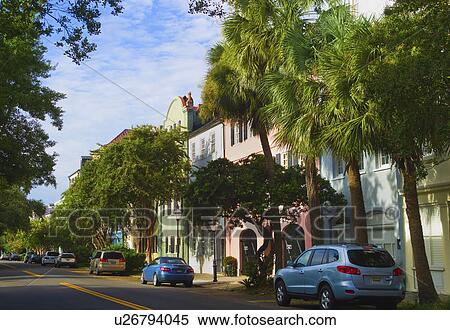 USA, South Carolina, Charleston, Rainbow Row, Bay Street, Houses in residential district View Large Photo Image Stock Photography - USA, South Carolina, Charleston, Rainbow Row, Bay Street, Houses in residential district. Fotosearch