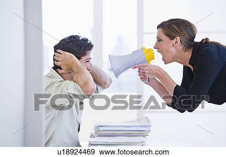 Woman shouting with megaphone View Large Photo Image Stock Photo - Woman shouting with megaphone. Fotosearch