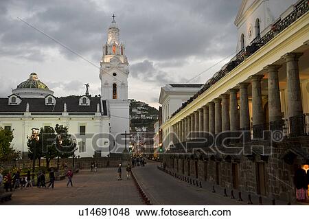 Stock Photo - Cathedral in a city, Cathedral of Quito, Plaza De Independencia, Historic Center, Quito, Ecuador. Fotosearch