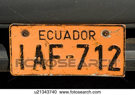 Close-up of a Ecuador license plate on a vehicle, Santa Cruz Island, Galapagos Islands, Ecuador View Large Photo Image Stock Image - Close-up of a Ecuador license plate on a vehicle, Santa Cruz Island, Galapagos Islands, Ecuador. Fotosearch