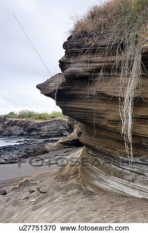 Stock Image - Eroded rock at coast, Puerto Egas, Santiago Island, Galapagos Islands, Ecuador. Fotosearch