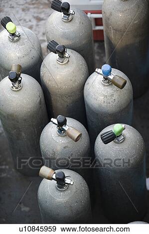 High angle view of air tanks Santa Cruz Island, Galapagos Islands, Ecuador View Large Photo Image Stock Photo - High angle view of air tanks Santa Cruz Island, Galapagos Islands, Ecuador. Fotosearch