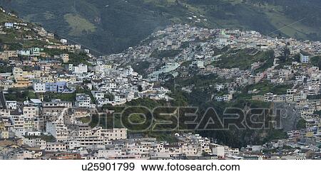 Houses in a city, Quito, Ecuador View Large Photo Image Stock Photo - Houses in a city, Quito, Ecuador. Fotosearch