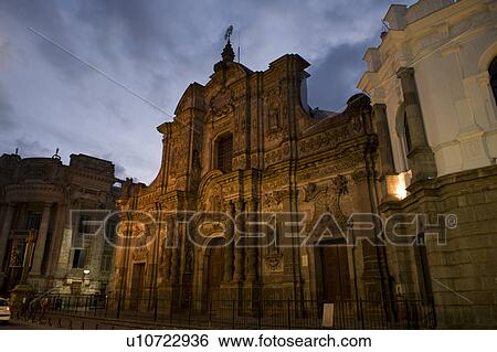 Stock Photograph - Low angle view of a church, Company of Jesus Church, Historic Center, Quito, Ecuador. Fotosearch