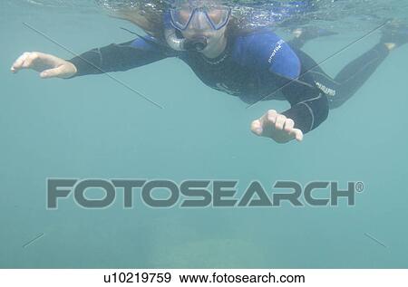 Scuba diver diving in the sea, Playa Ochoa, San Cristobal Island, Galapagos Islands, Ecuador View Large Photo Image Stock Photo - Scuba diver diving in the sea, Playa Ochoa, San Cristobal Island, Galapagos Islands, Ecuador. Fotosearch