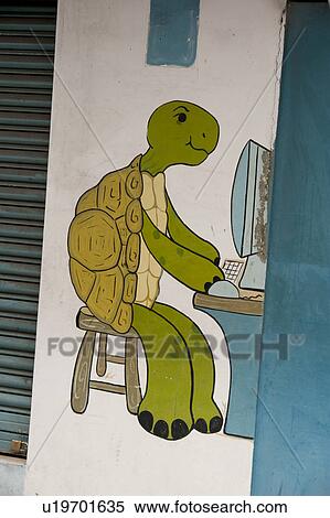 Sign board showing Giant tortoise using a desktop outside a internet cafe, Puerto Baquerizo Moreno, San Cristobal Island, Galapagos Islands, Ecuador View Large Photo Image Stock Photography - Sign board showing Giant tortoise using a desktop outside a internet cafe, Puerto Baquerizo Moreno, San Cristobal Island, Galapagos Islands, Ecuador. Fotosearch