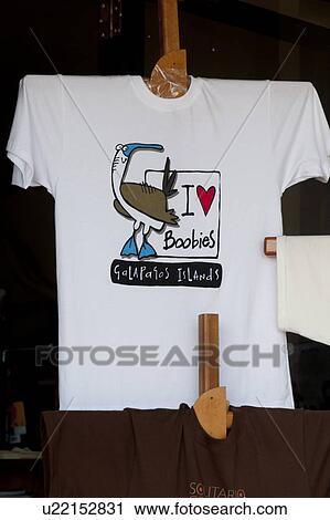 Stock Image - Souvenir t-shirt, Puerto Baquerizo Moreno, San Cristobal Island, Galapagos Islands, Ecuador. Fotosearch