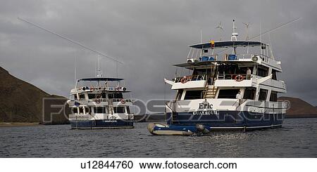 Stock Image - Yachts in the Pacific Ocean, Guayaquil, Bartolome Island, Galapagos Islands, Ecuador. Fotosearch