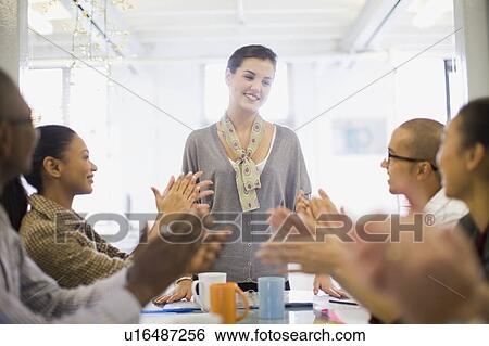 Stock Photograph - Businesswoman talking in conference. Fotosearch