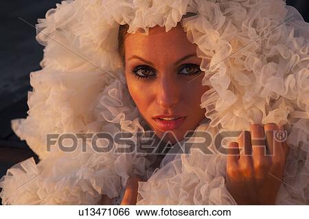 Close up of woman wearing ruffles View Large Photo Image Stock Photograph - Close up of woman wearing ruffles. Fotosearch