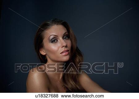 Close up of woman's smiling face View Large Photo Image Stock Photo - Close up of woman's smiling face. Fotosearch