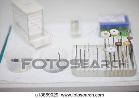 Stock Photo - Dentist’s tools on tray. Fotosearch