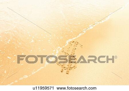 Dollar sign in sand washed away by waves View Large Photo Image Stock Image - Dollar sign in sand washed away by waves. Fotosearch