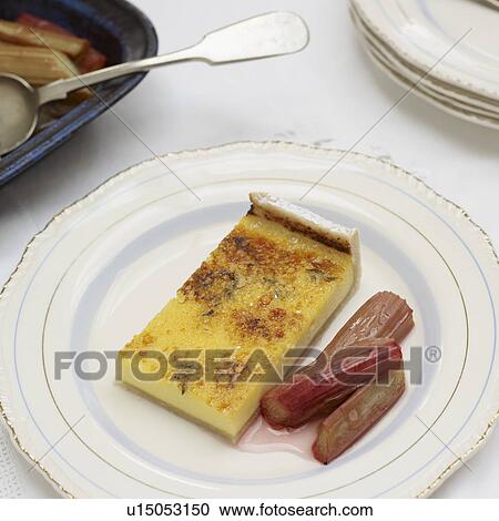 Plate of rhubarb and egg custard View Large Photo Image Stock Image - Plate of rhubarb and egg custard. Fotosearch