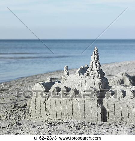 Sandcastle on beach View Large Photo Image Stock Image - Sandcastle on beach. Fotosearch
