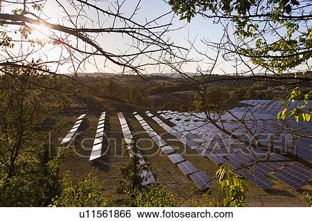 Aerial view of field of solar panels View Large Photo Image Stock Photograph - Aerial view of field of solar panels. Fotosearch
