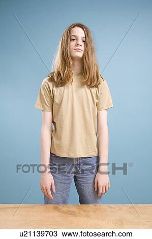 Teen Boy With Long Hair Stock Image U21139703 Fotosearch