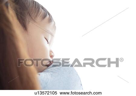 Baby Sleeping on Mother's Shoulder View Large Photo Image Stock Photography - Baby Sleeping on Mother's Shoulder. Fotosearch