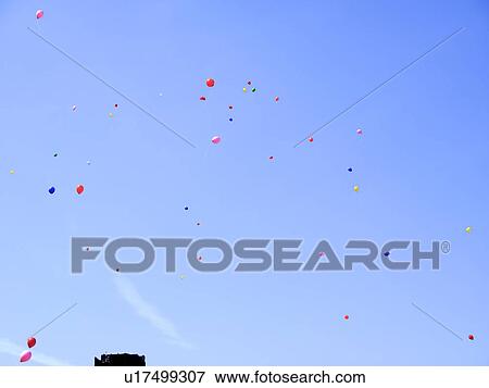 Stock Photo - Balloons in the air, Osaka Prefecture, Honshu, Japan. Fotosearch