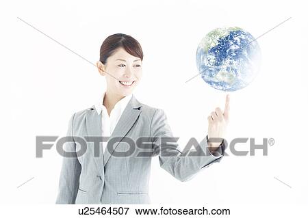 Businesswoman Balancing Earth On Index Finger View Large Photo Image Stock Photo - Businesswoman Balancing Earth On Index Finger. Fotosearch