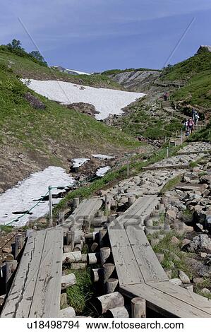Picture - Climbing trail and snow gorge at Happoone. Fotosearch
