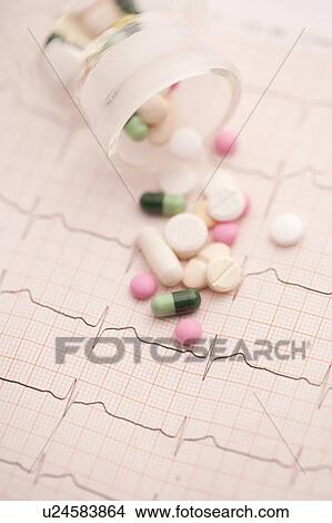 EKG and pills View Large Photo Image Picture - EKG and pills. Fotosearch