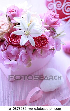 Flowers Put In Heart-shaped Box View Large Photo Image Stock Image - Flowers Put In Heart-shaped Box. Fotosearch