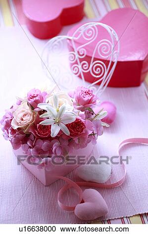 Flowers Put In Heart-shaped Box View Large Photo Image Stock Image - Flowers Put In Heart-shaped Box. Fotosearch