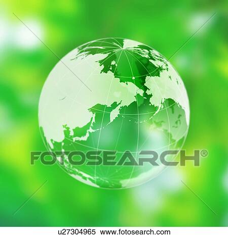 Stock Photography - Globe Against Green Foliage. Fotosearch