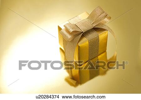Golden Gift Box View Large Photo Image Picture - Golden Gift Box. Fotosearch
