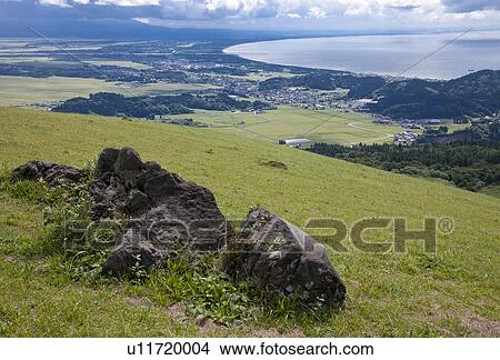 Picture - Hachirogata seen from Mt. Kanpuzan. Fotosearch