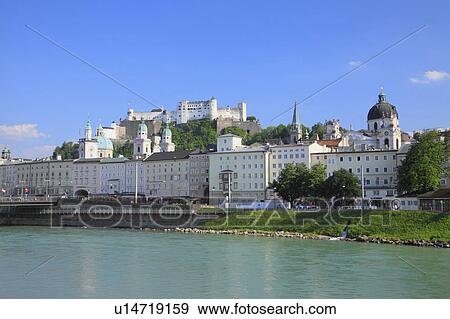 Stock Photo - Hohensalzburg Fortress and Salzach River. Fotosearch